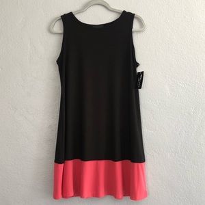 Ronni Nicole Black and Coral Mini Dress.